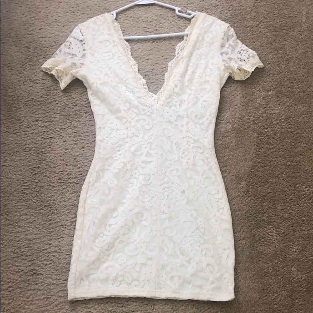 Creamy white lace dress
